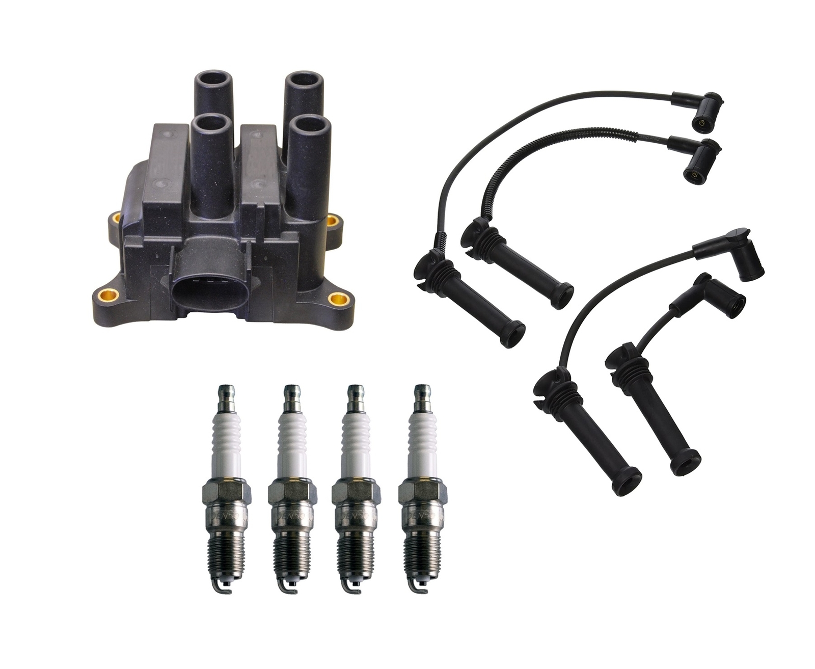 Denso Ignition Coil & Wire Set 4 Platinum TT Spark Plug Kit For Mazda 6