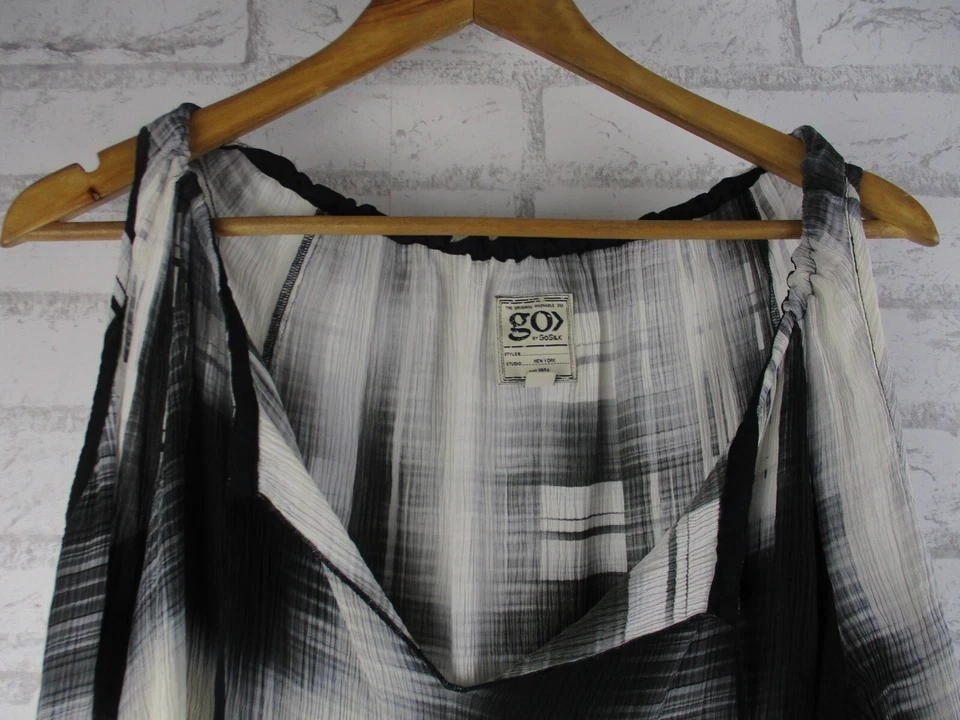 Go by Go шелк женщин Топ блузка черный белый печать M холодный shoudler - Изображение 2 из 4