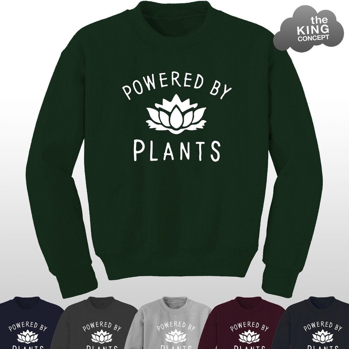 Powered By Plants Sweatshirt Vegan Eat Fruit Vegetarian Animal Lover  Sweater Top