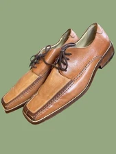 Steeple Gate Oxford Square Toe Brown Leather Mens Size 9 D