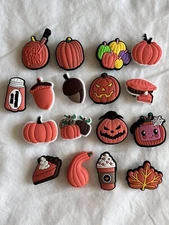 Set Of 17 Cute Spooky Fall Halloween Shoe Charms for Rubber Clogs