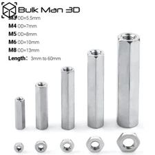 20pcs/lot M3/M4/M5/M6/M8 Aluminum Threaded Hex Spacers Hexagon Coupling Nut