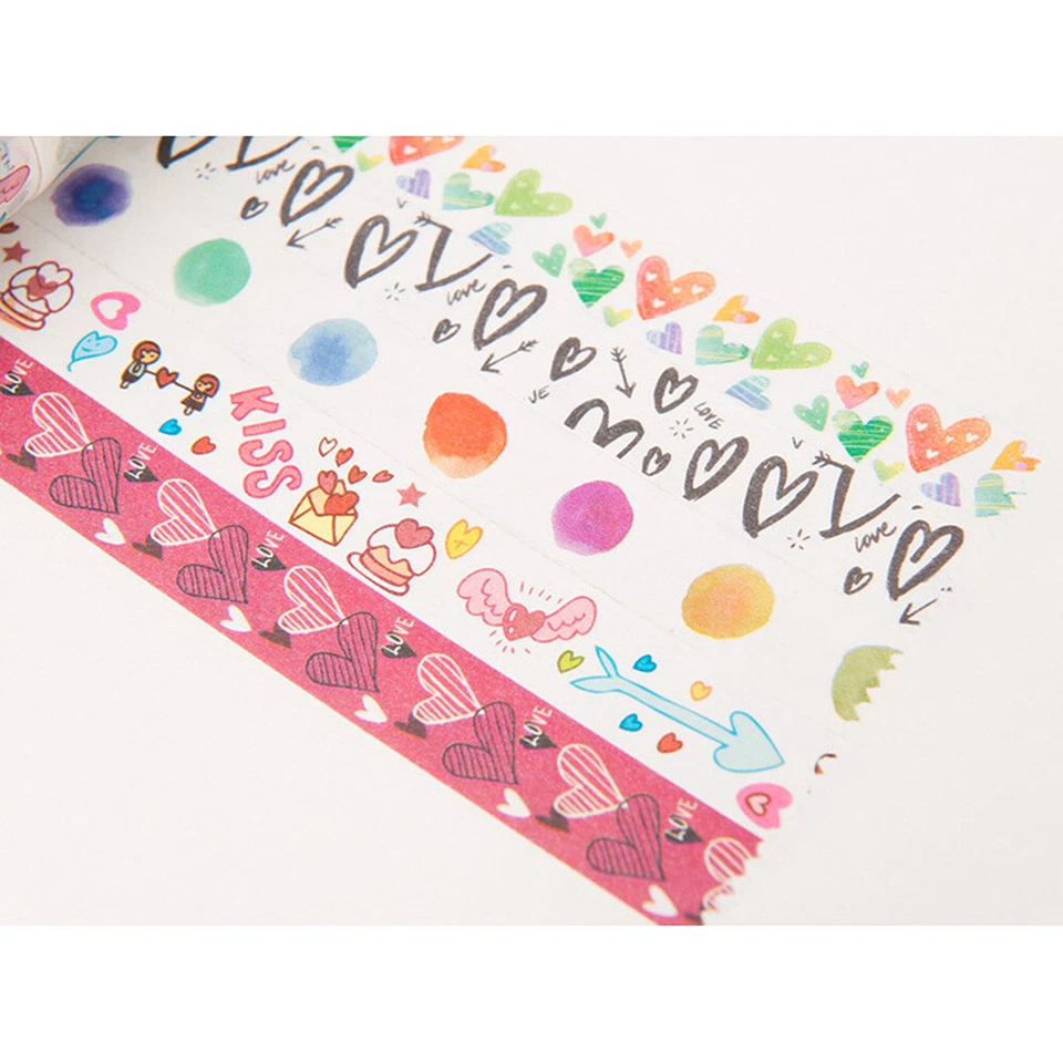 Heart-shaped Washi Tape Paper Masking Tape Scrapbooking Planner Craft DIY Decor - Image 3 of 4