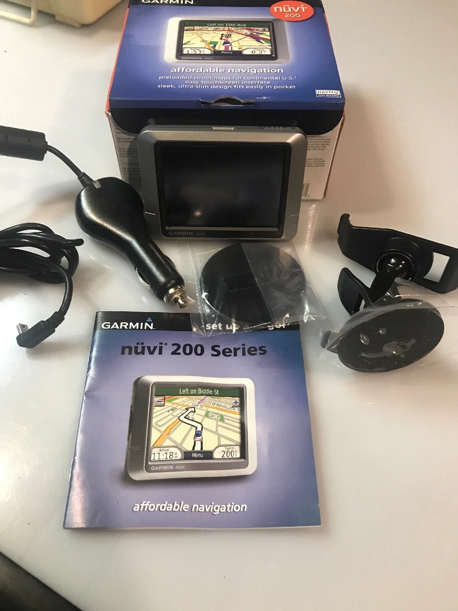 Garmin Nuvi GPS 200 Silver Navigation Unit Bundle Good Condition