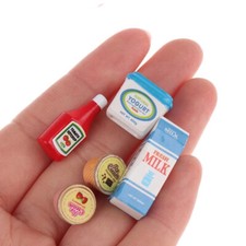 5PC 1:12 Scale Dollhouse Miniature Food Tomato Sauce Yogurt Kitchen Accessories
