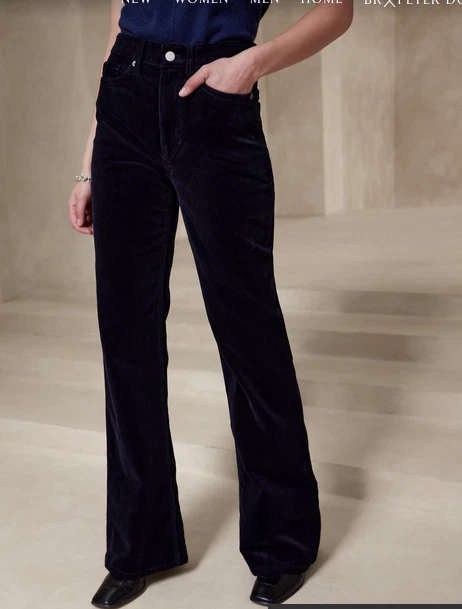 Pantalón de pana Banana Republic The Relaxed Flare 31 azul marino NUEVO tiro alto acampanado Foto 2 de 4