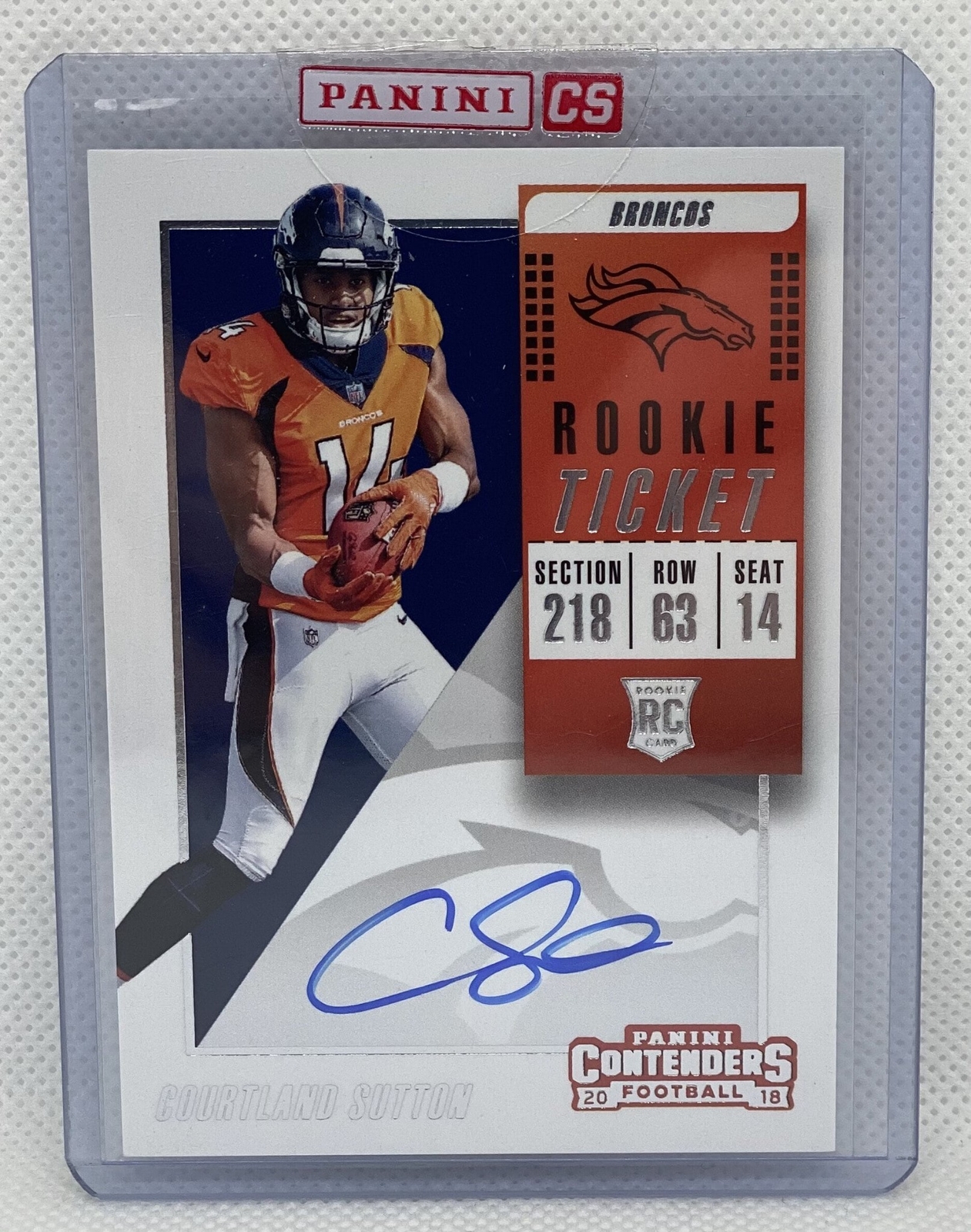 COURTLAND SUTTON 2018 PANINI CONTENDERS ROOKIE TICKET ON CARD AUTO RC #115