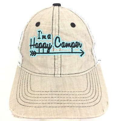 Im A Happy Camper Hat Spell Out Arrow Logo Beach Vacation Golf Fish Baseball Cap