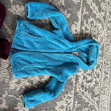 Girls Fuzzy Fleece Fashion Jacket size L 6x Turquoise color Zipper