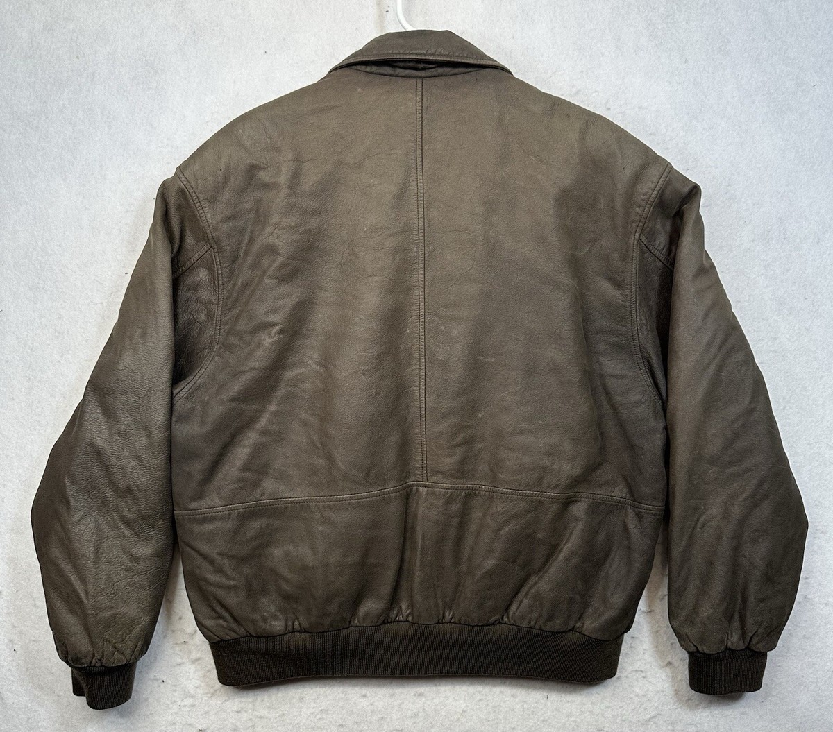 Hobberlin’s Limited × Savile Row jacket Vintage Leather Bomber Jacket Mens Size L Saville Row Brown Zip Up