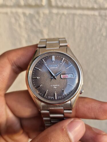 unique seiko 5 automatic 6309 texture grey dial gents watch