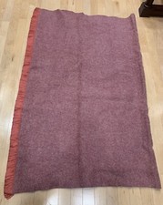 Vintage JC Penney Golden Dawn Wool Satin Blanket Square Red Throw Bedding USA