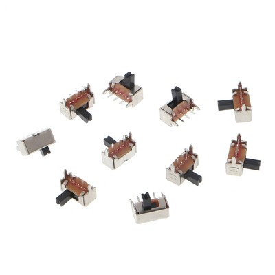 10 Pcs Toggle Vertical Slide Switch 1P2T 3 Pin 3mm Shank For PCB Mount SK12D07-V