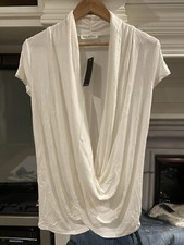 Free To Live Criss Cross Top Short Sleeve JH-1205 Medium Ivory NWT Made In USA