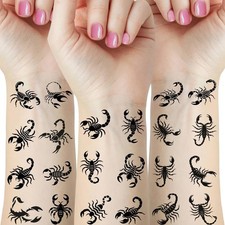 Scorpion Temporary Tattoos - 12 Sheets Waterproof Fake Tattoo Stickers