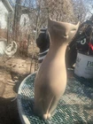 Royal Haeger 1957 tall cat vase Ben Seibel design sable glaze R-1711-S chip base