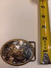 Silver Gold Small Bucking Bronco Belt Buckle Very Good Condition PREOWNED