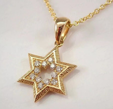 2.0Ct Round Cut Lab Created Diamond Star of David Pendant 14K Yellow Gold Plated