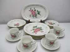 Vtg Victorian Rose Collection Gibson Porcelain Service for 4 & PLATTER  (21pcs)