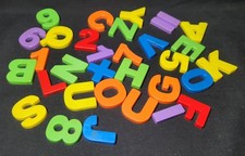 Lot of 66 Vintage Magnetic Fridge Letters  Numbers Alphabet