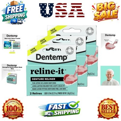 Denture Reline Kit - Advanced Formula Reline It Denture Reliner Pack of 3 - D...