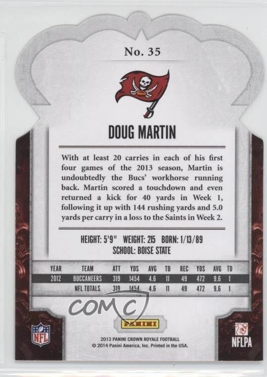 2013 Panini Crown Royale Retail Red Die-Cut Crown /99 Doug Martin #35 - Image 2 of 2