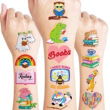 120 PCS Reading Themed Temporary Tattoos for Kids Bookworm Party Favors School