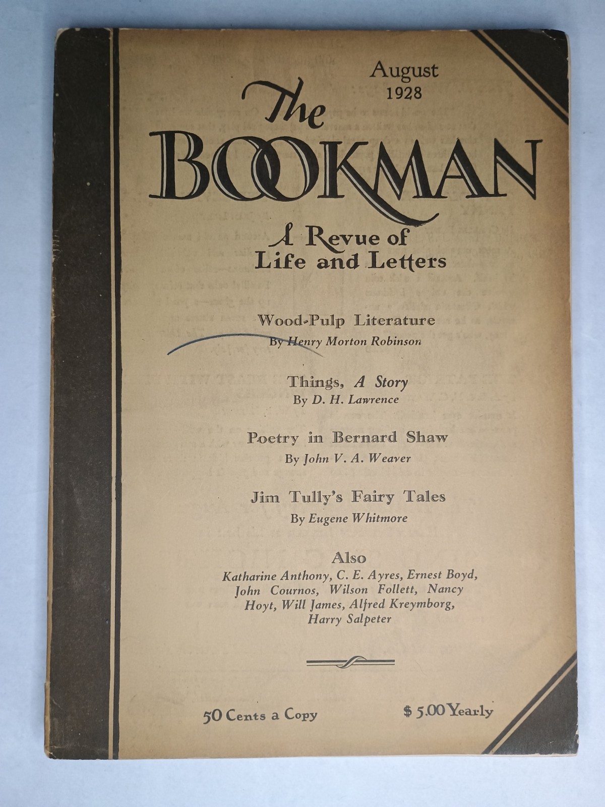 The Bookman August 1928 Magazine Vol LXVII No 6