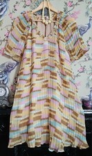 Vintage style pink lemon mint stripe occasion dress size 14 - 16 River Island