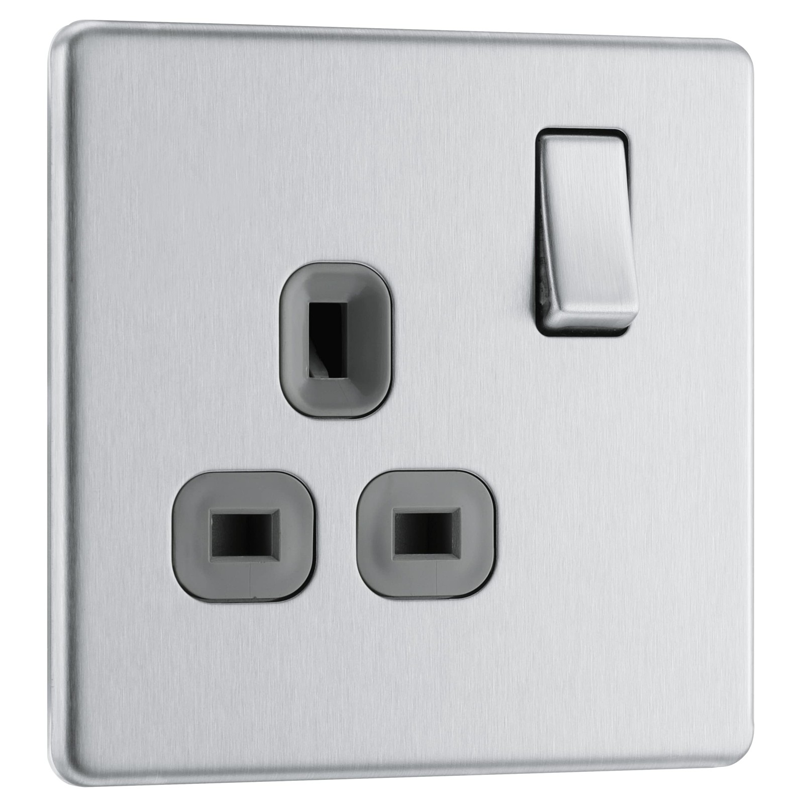 BG Electrical Single Switched Power Plug Wall Socket Screwless Front Plate Sli 6590₽
