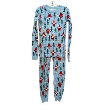 Hanna Andersson Kids Pajamas Organic Gnome Trees Blue Size 12 Christmas PJ