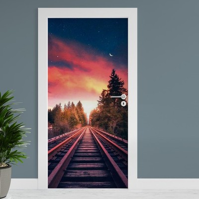 Türfolie ''Gleis'' 90x200cm Türposter Deko Aufkleber Folie Tapete TF01