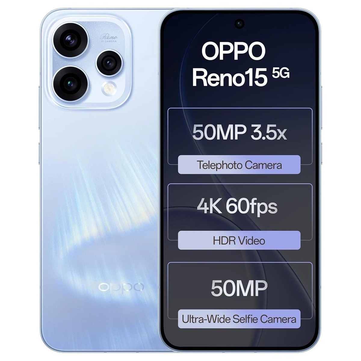 Oppo Reno15 5G (Blue, 12GB RAM 256GB Storage) 7 Gen 4 Processor