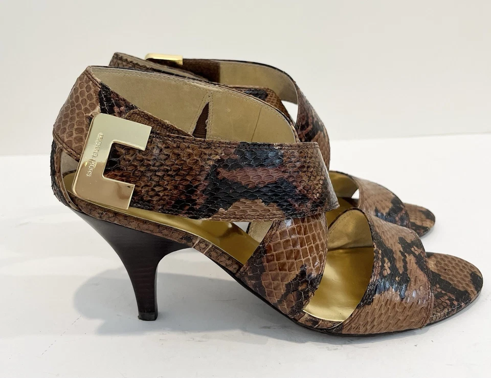 Michael Kors 正品蛇皮 Beverly 凉鞋高跟鞋女式 10 M 码 — 第 3/4 张图片