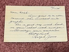 Ralph Jones (1951) Chicago Bears Football Coach 1930-1932 Signed Index Card-RARE