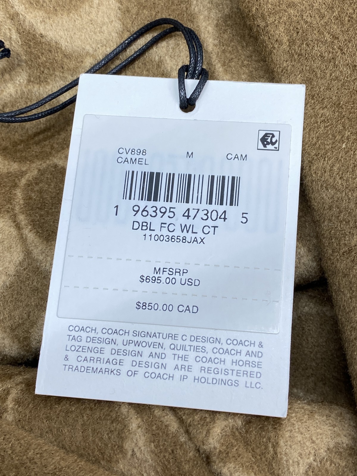 Coach Mens Coat Camel Brown Size M Double Faced Wool Blend Single Breasted thumbnail 8