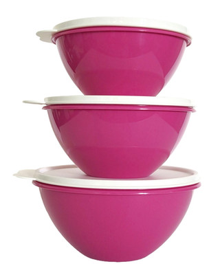 Tupperware Classic Wonderlier  Nesting Bowls Fuchsia Kiss Color Set of 3 NEW