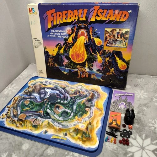Vintage 1986 Milton Bradley Fireball Island Board Game 100% Complete With Box