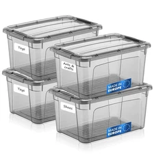 Tribello 6 Quart Storage Containers with Lids, Plastic Storage Bins with Latc...