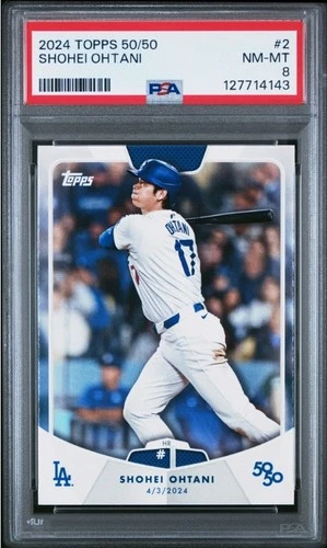 2024 Topps 50/50 Shohei Ohtani Baseball Card #2 - 1st HR PSA 8