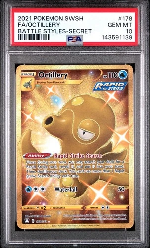 Octillery (Secret) 178/163 Swsh05: Battle Styles Holo PSA 10 GEM MT Gold