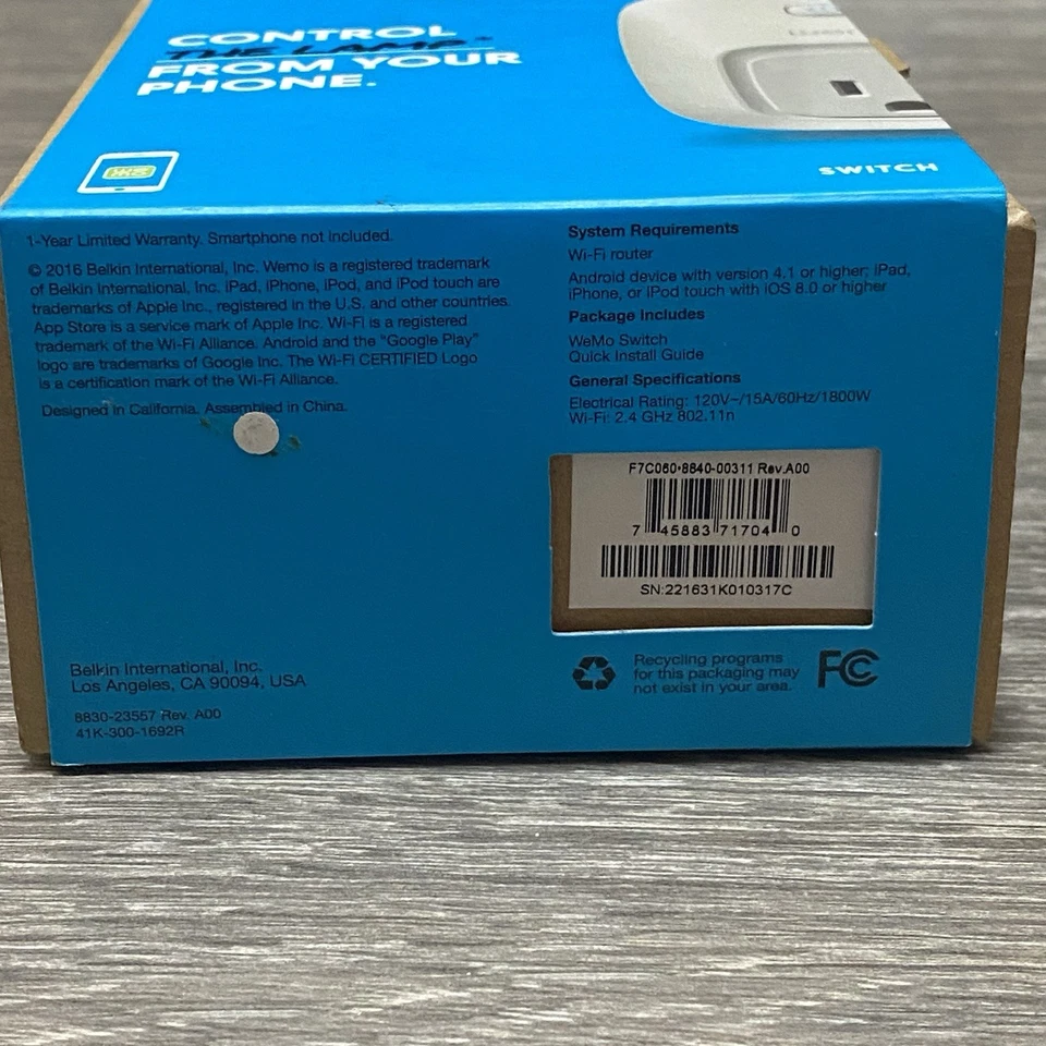 Belkin WeMo Mini WiFi Smart Plug F7C060 Compact Alexa Google Home Space-Saving - Image 3 of 3