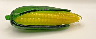 ART GLASS CORN ON THE COB MURANO-STYLE VEGETABLE 8  DECORATIVE