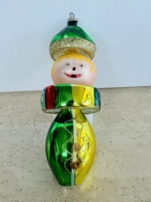 Vintage De Carlini Italian Blown Glass Clown Jester Christmas Ornament Pre-owned