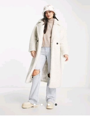Ugg Gertrude Long Teddy Coat Winter White Sold Out Sz XL $268 Relaxed NWT RARE