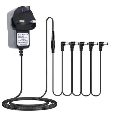 9V 1A Guitar Effect Pedal Power Supply Adapter with 5 Way Cable Daisy Chain Cord