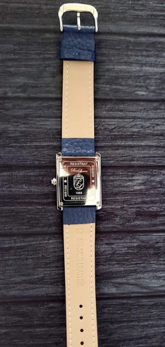 Pierre Lucerne 1888 Vermeil Swiss Inspired Design Mens Rectangle Tank Watch Blue - Picture 12 of 17