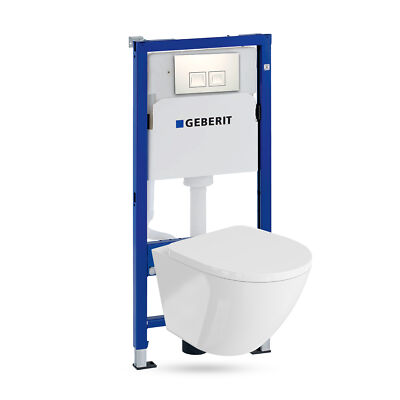 GEBERIT Duofix Basic Vorwandelement + Wand WC Sofi Weiß + Knopf Delta 25 Weiß