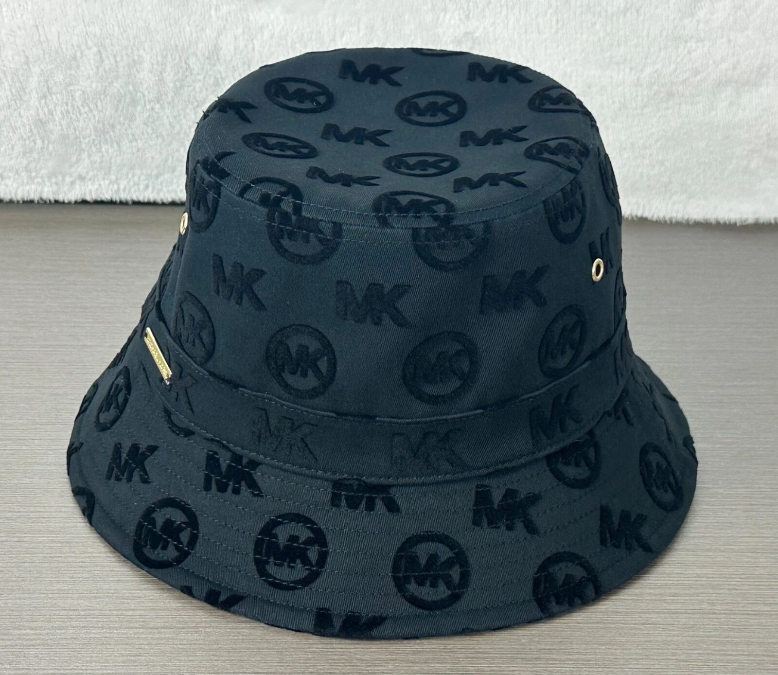 Michael Kors Women's MK Logo Embossed Bucket Hat Black One Size New With Tag