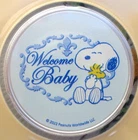 1 oz. Peanuts SNOOPY WELCOME BABY BOY colorized round .999 silver IN CARD